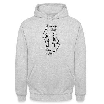 Bierbauch und Schwangerschaftsbauch - Dicker Bauch - Unisex Hoodie - Hellgrau meliert - Vorne - Alina (178cm) & Michal (187cm)