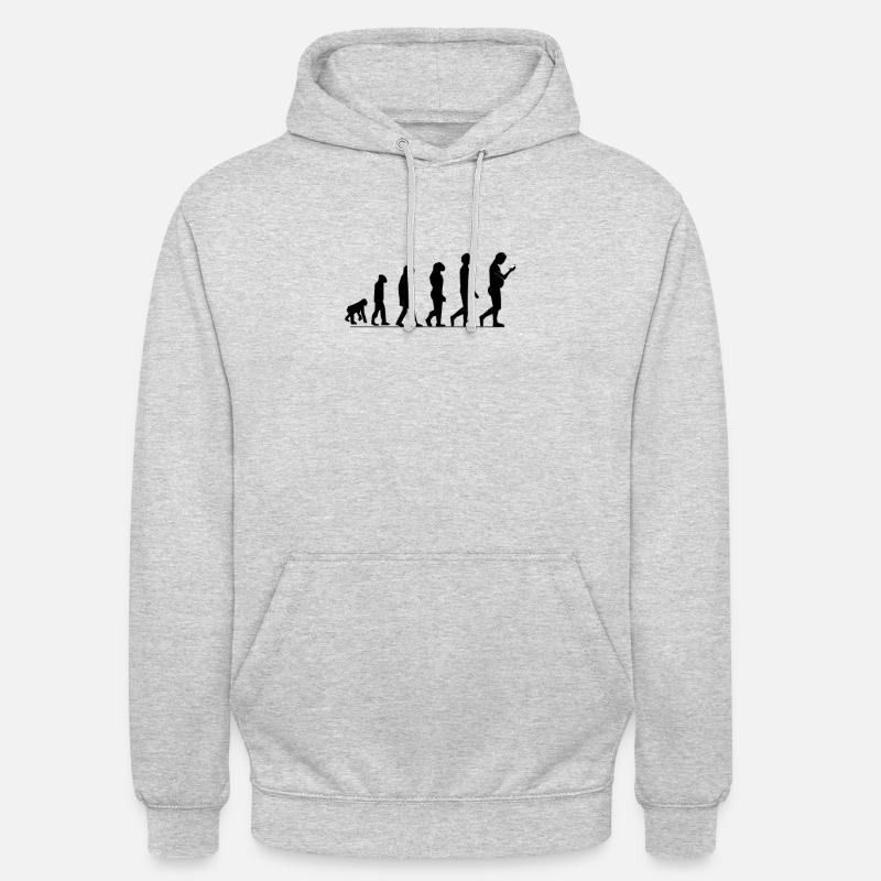 smartphone évolution drôle - Sweat-shirt à capuche unisexe - gris clair chiné
