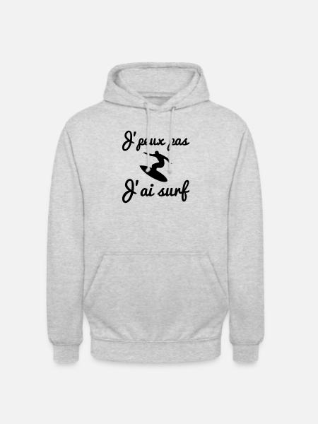 j'peux pas j'ai surf - Sweat-shirt à capuche unisexe - gris clair chiné