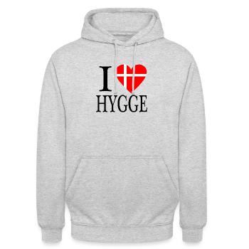 I Love Hygge - Unisex Hoodie - Hellgrau meliert - Vorne - Alina (178cm) & Michal (187cm)