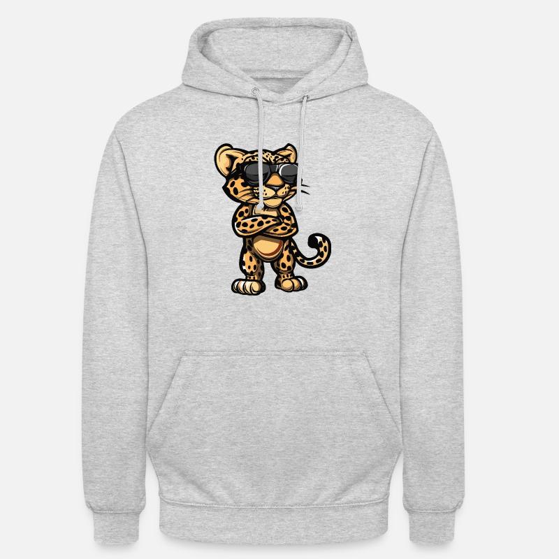 Léopard Bande dessinée cool - Sweat-shirt à capuche unisexe - gris clair chiné