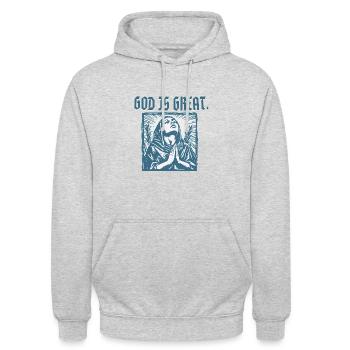 God Is Great – Praying Woman Faith Design - Unisex Hoodie - light heather grey - Front - Alina (178cm) & Michal (187cm)