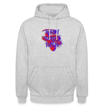 Don't Trust Them – Dark Statement Graphics - Unisex Hoodie - light heather grey - Front - Alina (178cm) & Michal (187cm)
