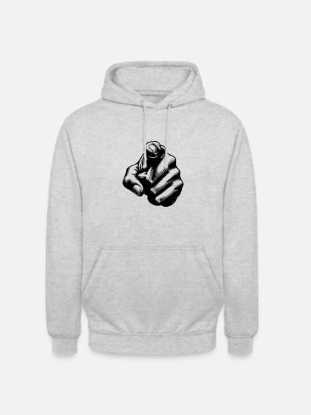 Handhaltung ikonischer Zeigefinger - Unisex Hoodie - Hellgrau meliert