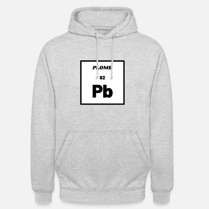 PLOMB (Pb) - Élément chimique n° 82 - Sweat-shirt à capuche unisexe - gris clair chiné