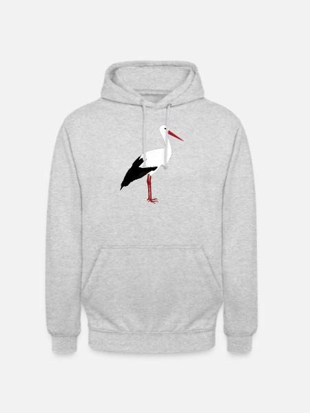 Storch steht - Unisex Hoodie - Hellgrau meliert