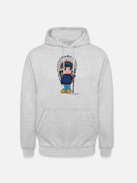 Die Anders-Puppe als Häuptling - Unisex Hoodie - Hellgrau meliert