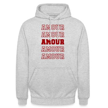 AMOUR - Sweat-shirt à capuche unisexe - gris clair chiné - Devant - Alina (178cm) & Michal (187cm)