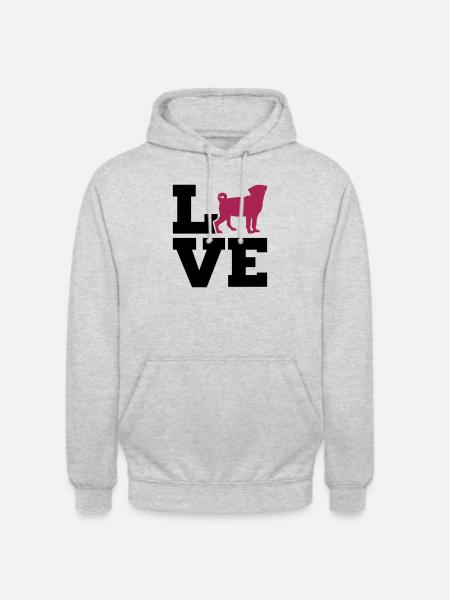 Mops - Unisex Hoodie - Hellgrau meliert