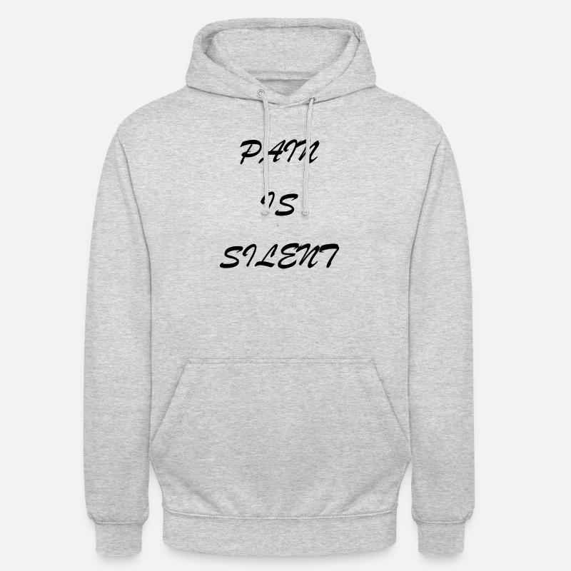 PAIN IS SILENT Brush Script - Unisex Hoodie - Hellgrau meliert