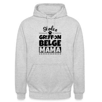 Stolze Griffon Belge Mama - Unisex Hoodie - Hellgrau meliert - Vorne - Alina (178cm) & Michal (187cm)