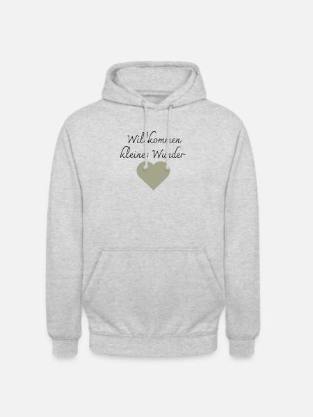 Willkommen kleines Wunder Aufdruck - Unisex Hoodie - Hellgrau meliert