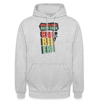 Beförderung Karriere Beruf Geschenk - Unisex Hoodie - Hellgrau meliert - Vorne - Alina (178cm) & Michal (187cm)