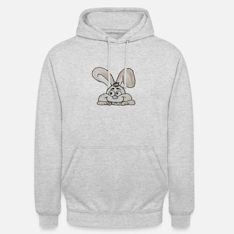 Sourire de l’émetteur de lapin de Pâques couleur - Sweat-shirt à capuche unisexe - gris clair chiné