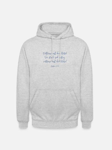 Psalm 27,14 - Unisex Hoodie - Hellgrau meliert