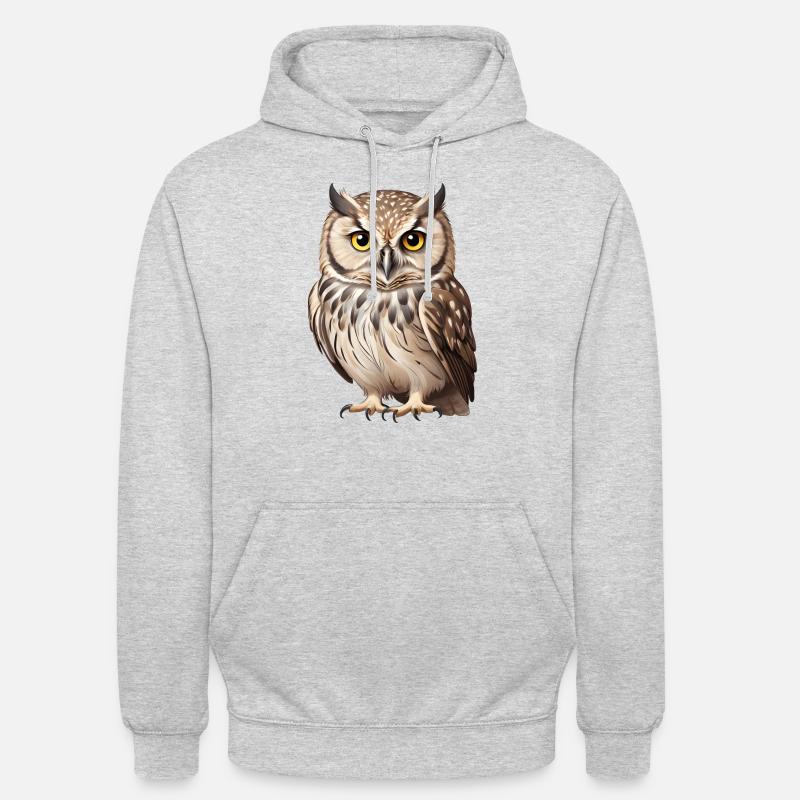 Junge braune Eule - Unisex Hoodie - Hellgrau meliert