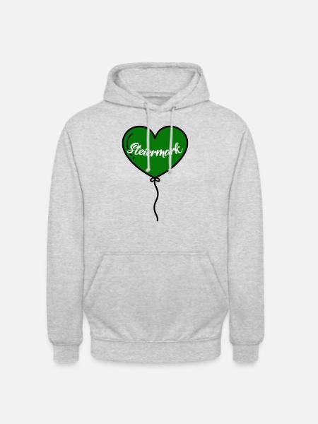 Steiermark Herz Luftballon - Unisex Hoodie - Hellgrau meliert