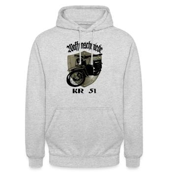 Simson Schwalbe Moped KR 51 - Unisex Hoodie - Hellgrau meliert - Vorne - Alina (178cm) & Michal (187cm)