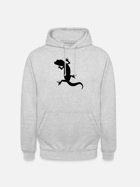 gecko silhouette - Unisex Hoodie - Hellgrau meliert