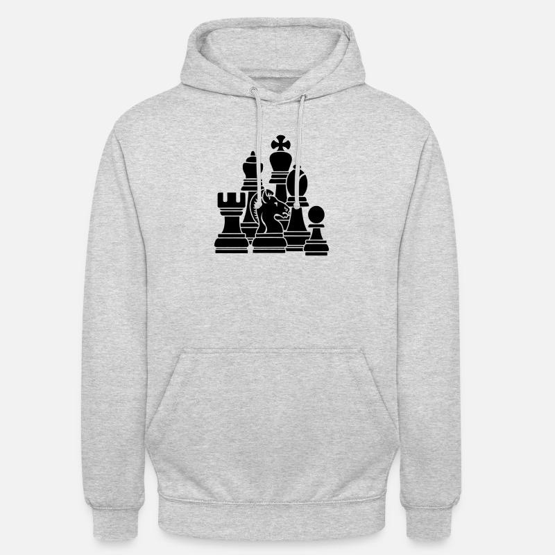 Pièces d’échecs - Sweat-shirt à capuche unisexe - gris clair chiné
