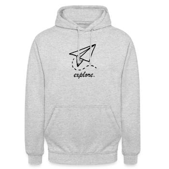 Explore - Unisex Hoodie - Hellgrau meliert - Vorne - Alina (178cm) & Michal (187cm)