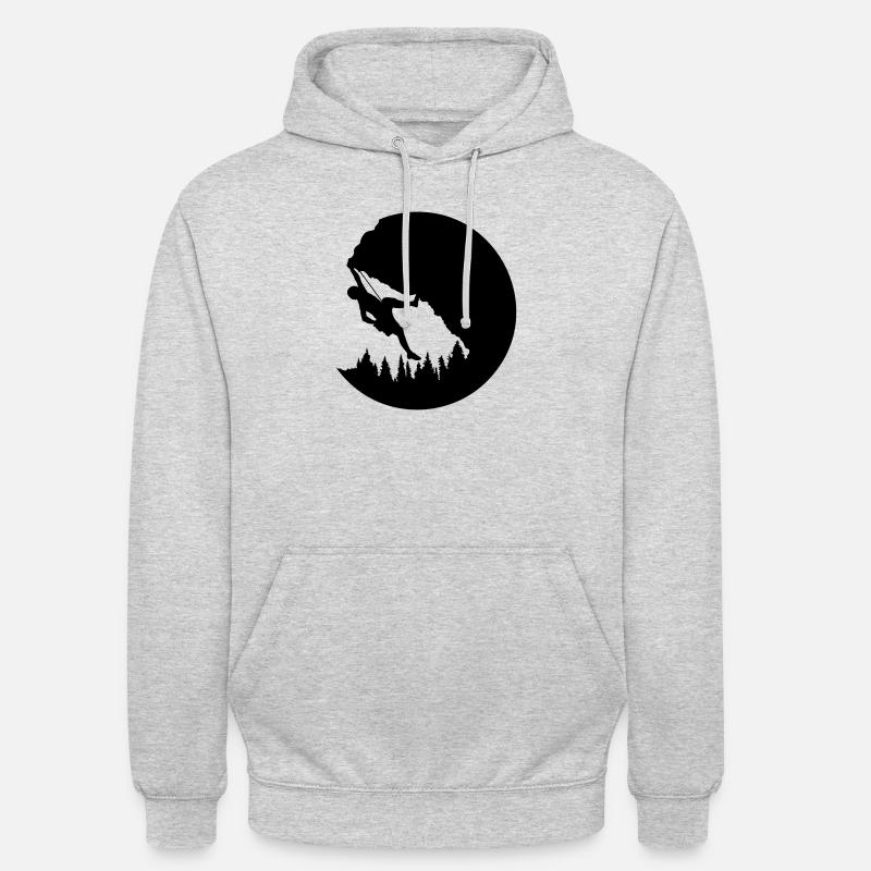 Nature Soirée Escalade Silhouette - Sweat-shirt à capuche unisexe - gris clair chiné