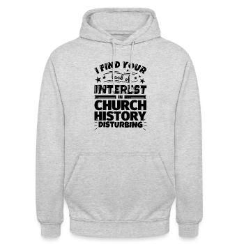 Kirchengeschichte lustiges Geschenk - Unisex Hoodie - Hellgrau meliert - Vorne - Alina (178cm) & Michal (187cm)