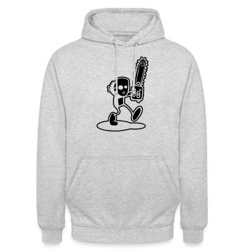 Kettensägen-Willy - Unisex Hoodie - Hellgrau meliert - Vorne - Alina (178cm) & Michal (187cm)