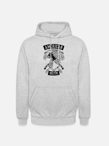 American Native Design - Indians - Unisex Hoodie - light heather grey