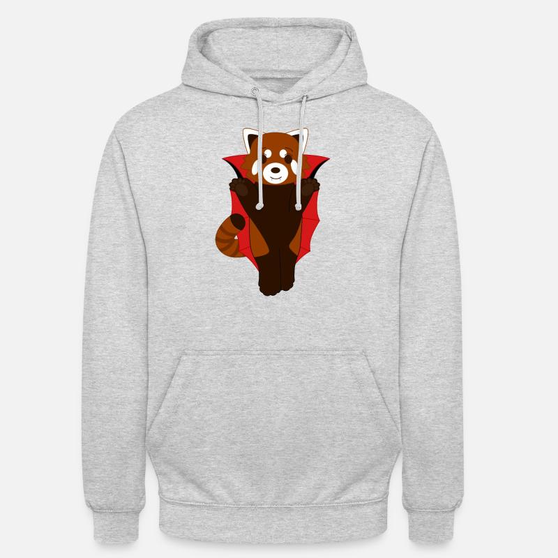 Panda roux déguisé en vampire pour Halloween - Sweat-shirt à capuche unisexe - gris clair chiné