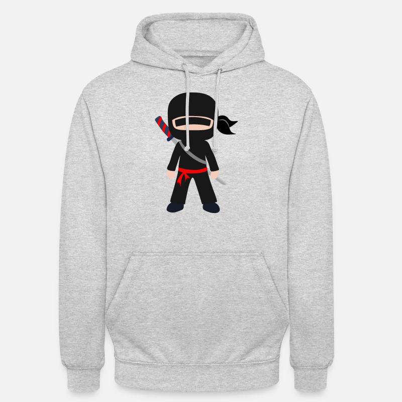 Combattant ninja avec épée - Sweat-shirt à capuche unisexe - gris clair chiné