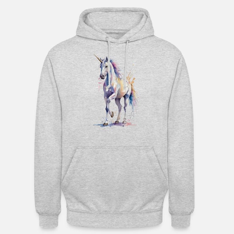Ätherisches Einhorn - Aquarell - Unisex Hoodie - Hellgrau meliert