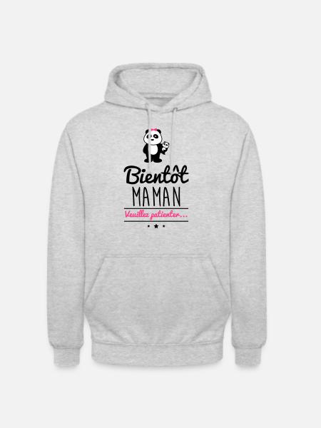 Bientôt maman, future mère, Grossesse - Sweat-shirt à capuche unisexe - gris clair chiné