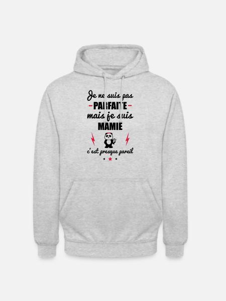 pas parfaite mais mamie, fêtes des grands-mères - Sweat-shirt à capuche unisexe - gris clair chiné