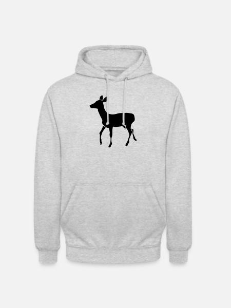 Hirschkuh - Unisex Hoodie - Hellgrau meliert
