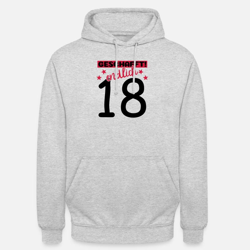 endlich 18 geschafft! - Unisex Hoodie - Hellgrau meliert