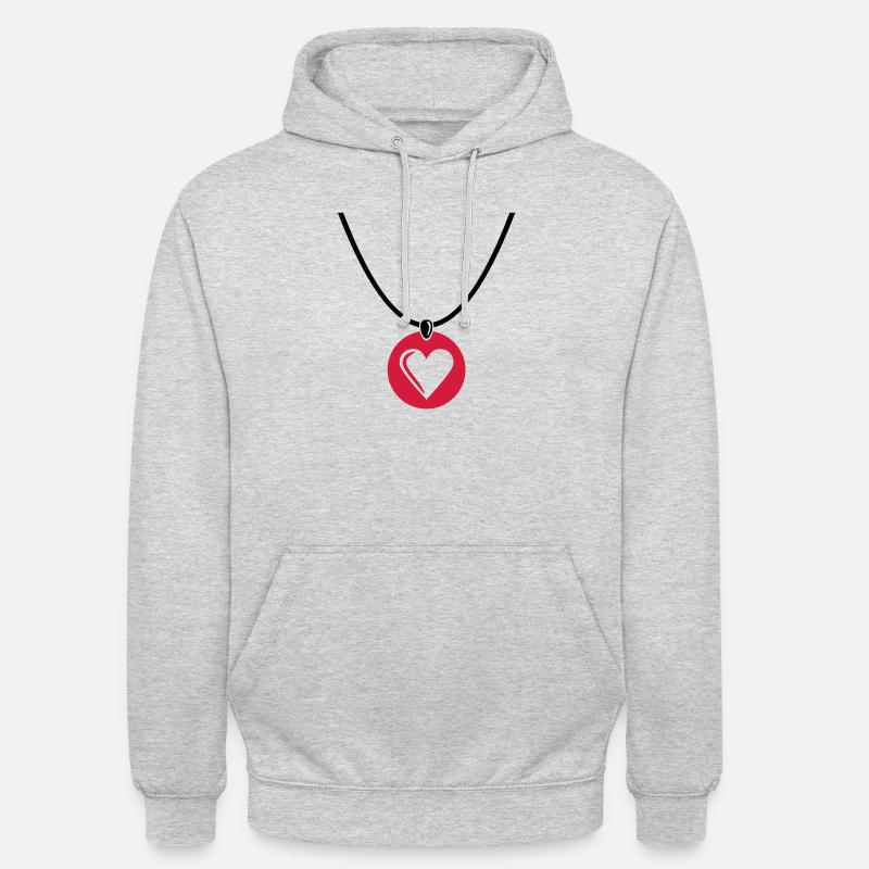 Halskette Herz - Unisex Hoodie - Hellgrau meliert