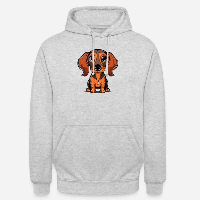 Süßer Dackel mit Dackelblick - Unisex Hoodie - Hellgrau meliert