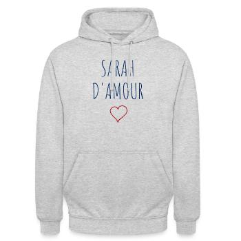 SARAH d'amour - COEUR - Sweat-shirt à capuche unisexe - gris clair chiné - Devant - Alina (178cm) & Michal (187cm)