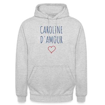 CAROLINE d'amour COEUR - Sweat-shirt à capuche unisexe - gris clair chiné - Devant - Alina (178cm) & Michal (187cm)