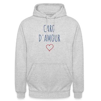 CARO d'amour - COEUR - Sweat-shirt à capuche unisexe - gris clair chiné - Devant - Alina (178cm) & Michal (187cm)