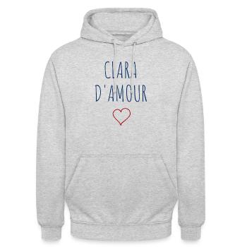 CLARA D'AMOUR - COEUR - Sweat-shirt à capuche unisexe - gris clair chiné - Devant - Alina (178cm) & Michal (187cm)