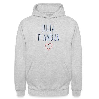 JULIA D'AMOUR - COEUR - Sweat-shirt à capuche unisexe - gris clair chiné - Devant - Alina (178cm) & Michal (187cm)