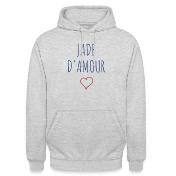 JADE D'AMOUR - COEUR - Sweat-shirt à capuche unisexe - gris clair chiné - Devant - Alina (178cm) & Michal (187cm)