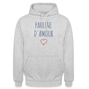 PAULINE D'AMOUR - COEUR - Sweat-shirt à capuche unisexe - gris clair chiné - Devant - Alina (178cm) & Michal (187cm)
