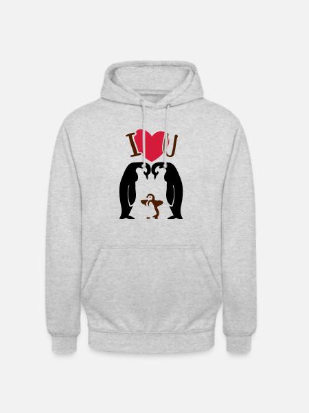 Pinguinfamilie - Pinguin - Eltern - Unisex Hoodie - Hellgrau meliert