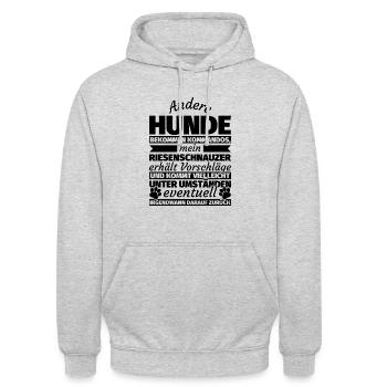 Riesenschnauzer Hund Geschenke - Unisex Hoodie - Hellgrau meliert - Vorne - Alina (178cm) & Michal (187cm)