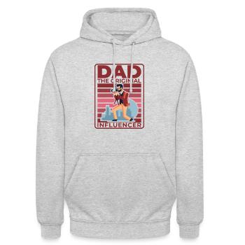 Papa: Der ursprüngliche Influencer - Unisex Hoodie - Hellgrau meliert - Vorne - Alina (178cm) & Michal (187cm)