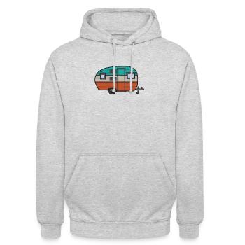 caravan camping vehicle clip art vintage camping - Unisex Hoodie - light heather grey - Front - Alina (178cm) & Michal (187cm)