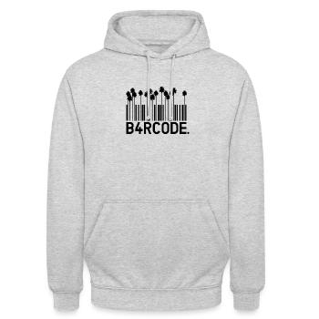 B4RCODE. Palm trees black - Unisex Hoodie - Hellgrau meliert - Vorne - Alina (178cm) & Michal (187cm)